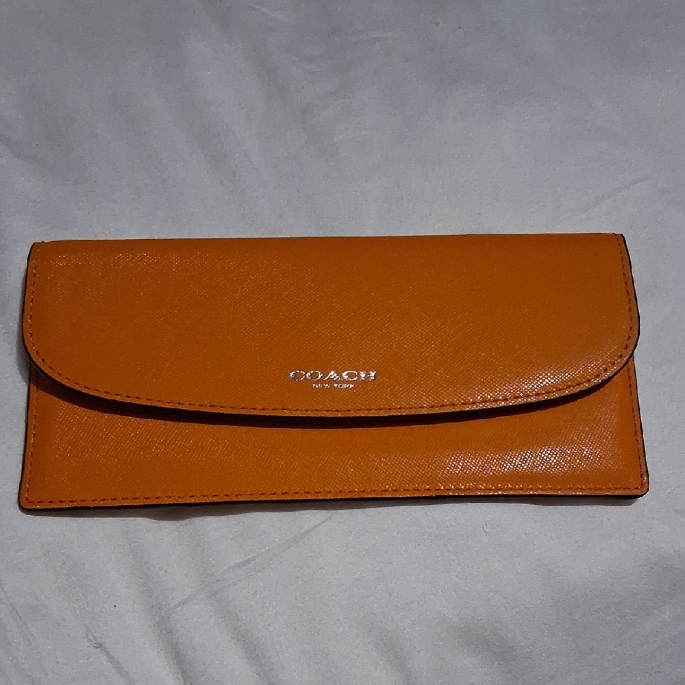 Coach Tangerine Leather Clutch